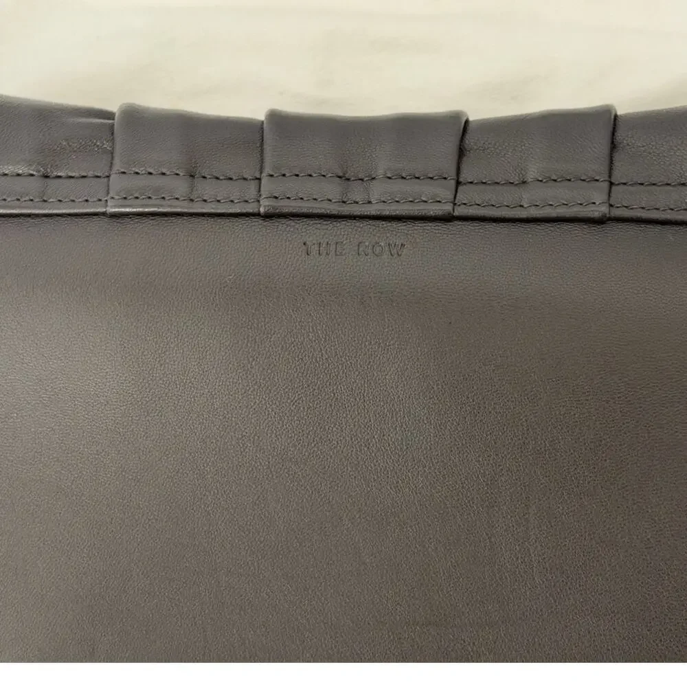The Row Fan Bag 12 Origami Pleated Black Smooth Leather Shoulder Bag Authentic